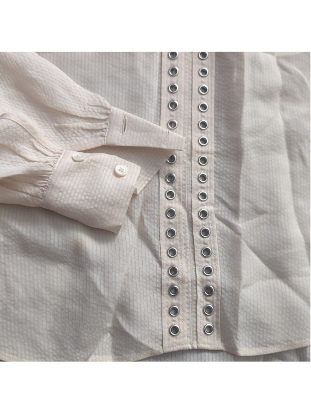 Veronica Beard Cream Top with Grommet Detailing - Picture 9 of 11